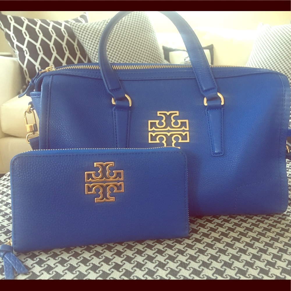 Cobalt Blue Tory Burch purse with matching wallet